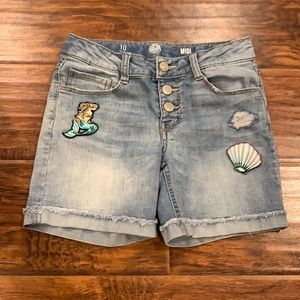 SO Girls Size 10 Mermaid Distressed Jean Shorts